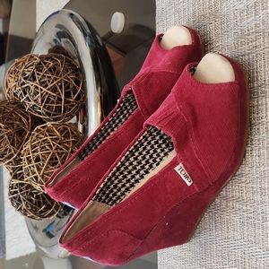 Toms Wedge Corduroy shoes red woman 5